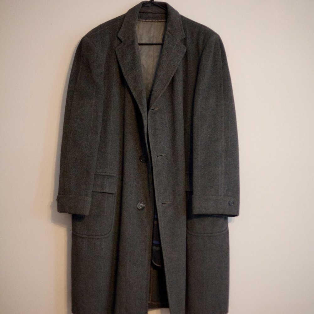 Cerrini fabric woven Italy Robert Hall men size 42 lined wool dress coat vintage